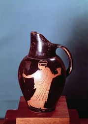 Attic red-figure oinochoe, depicting the sorceress Circe being pursued by Ulysses